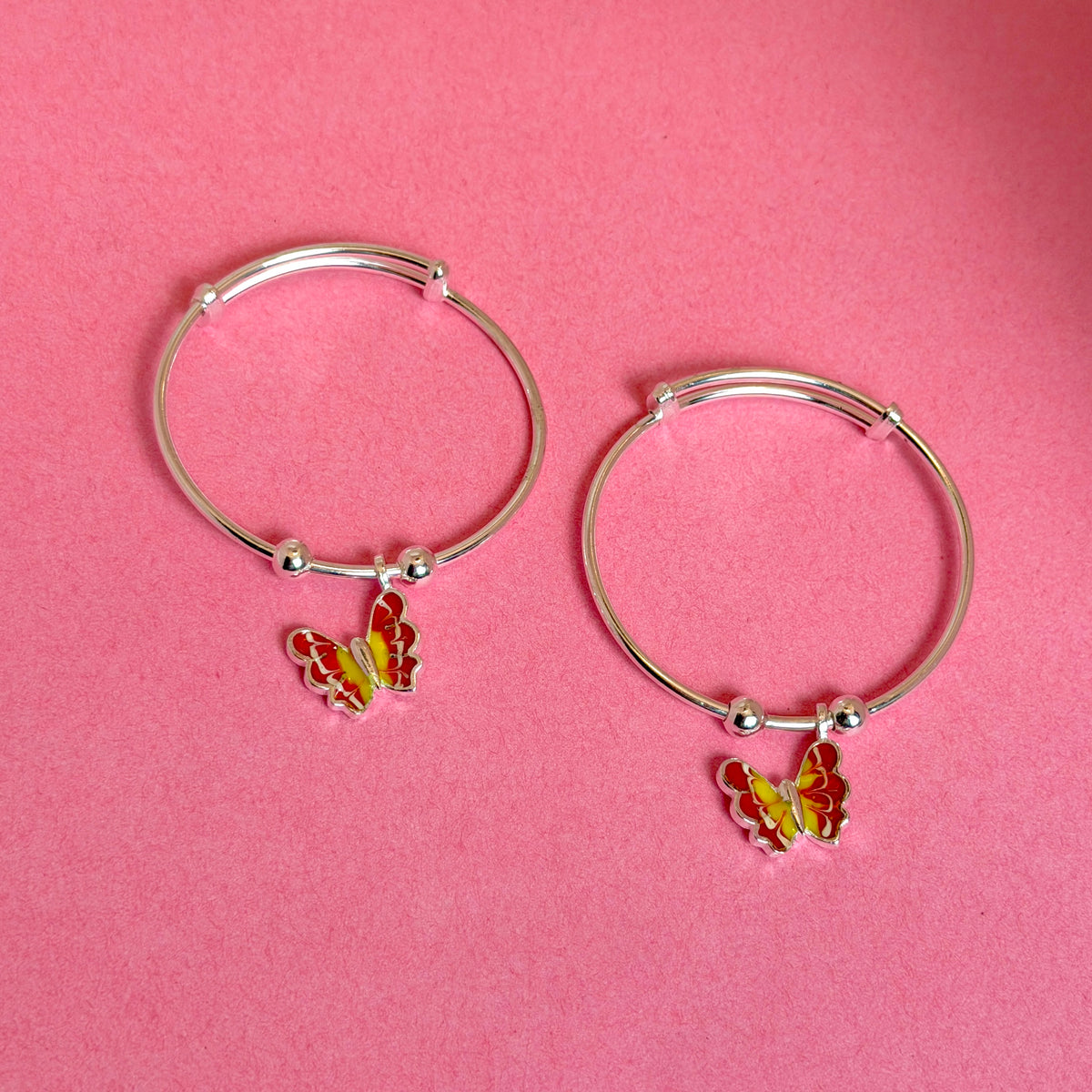 925 Sterling Silver Butterfly charms Baby Bangle