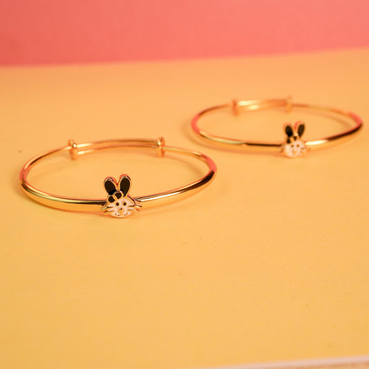 925 Sterling Silver Cute Bunny Gold Plated Kids Bangle