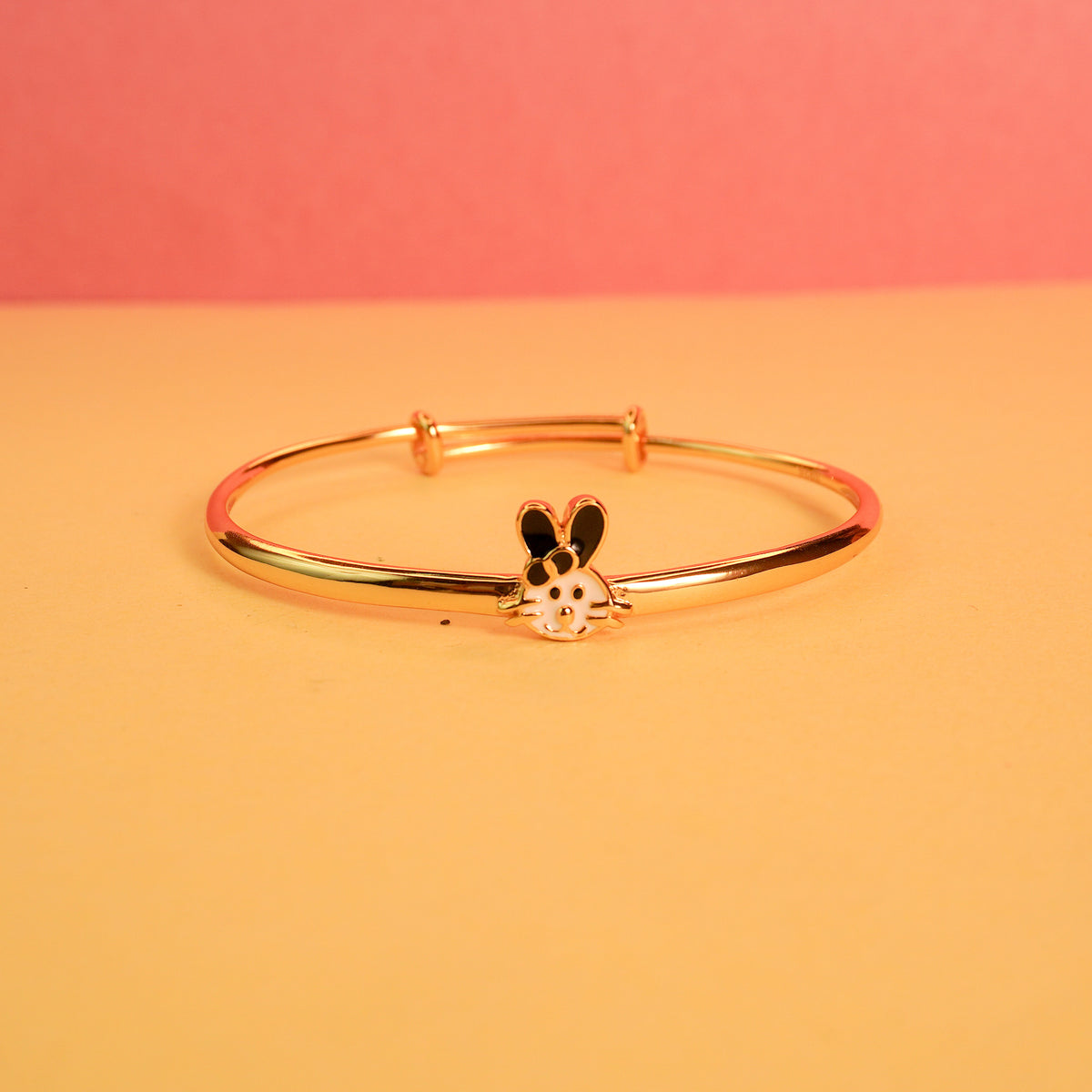 925 Sterling Silver Cute Bunny Gold Plated Kids Bangle
