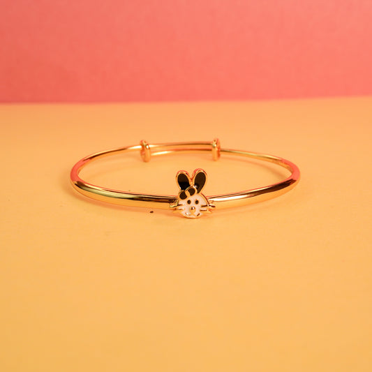 925 Sterling Silver Cute Bunny Gold Plated Kids Bangle