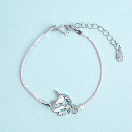 Silver pastel Unicorn Charm Kids Bracelet