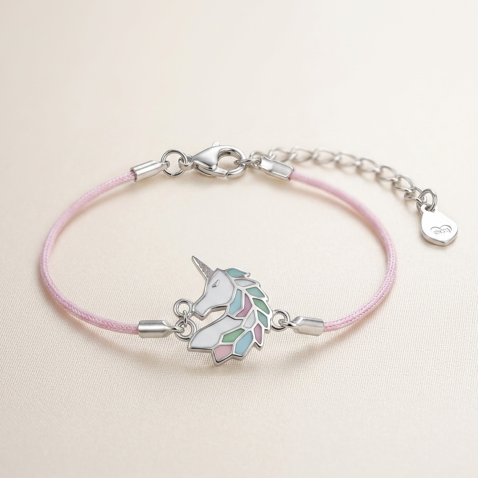 Silver pastel Unicorn Charm Kids Bracelet