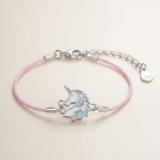 Silver pastel Unicorn Charm Kids Bracelet