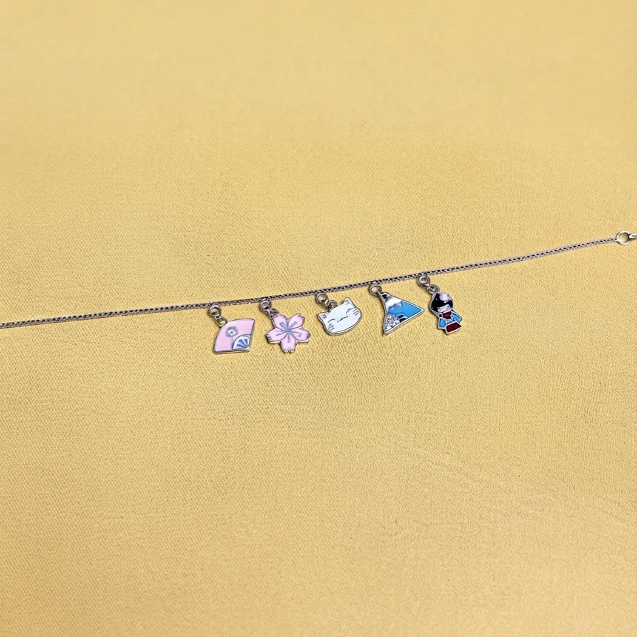 925 Silver Kids Charm Bracelet- Sakura story