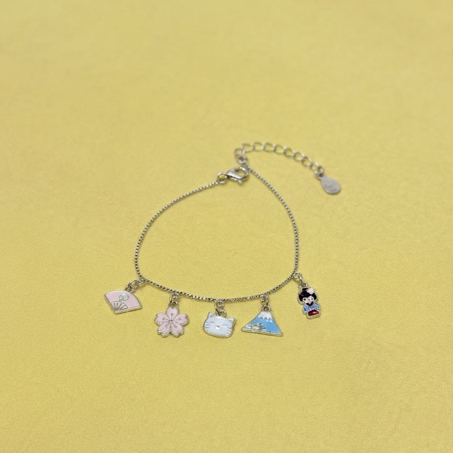 925 Silver Kids Charm Bracelet- Sakura story