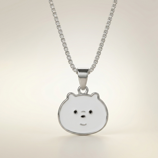 Silver Playful Panda Charm Kids Chain