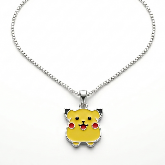 925 Sterling Silver Pikachu Glow Charm Kids Chain