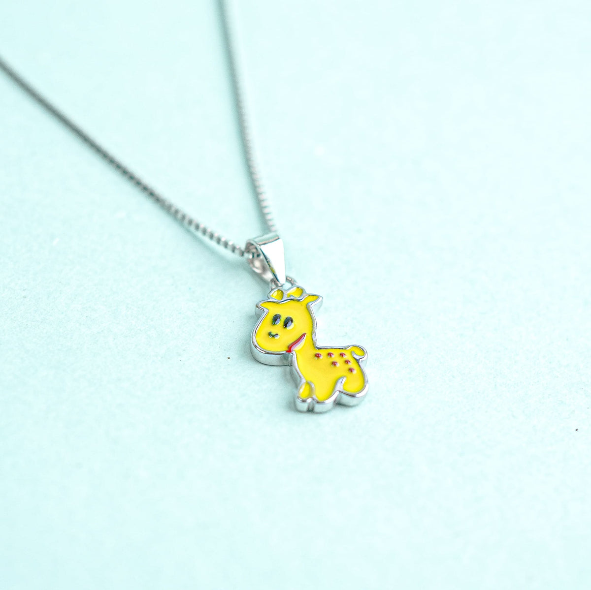 925 Sterling Silver Happy Giraffe Charm Kids chain