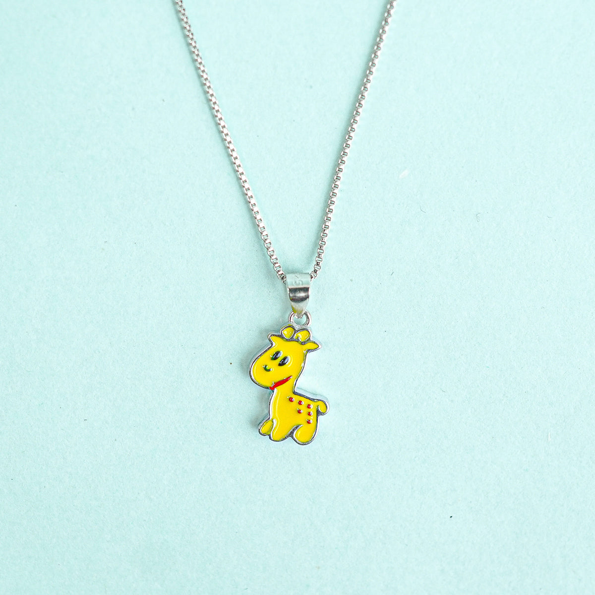 925 Sterling Silver Happy Giraffe Charm Kids chain