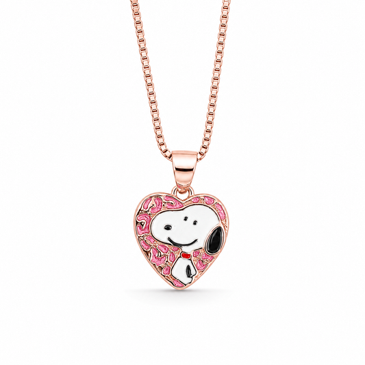 925 Silver Happy Snoopy Charm Kids Rose Gold Chain  (1 to 5 Years)