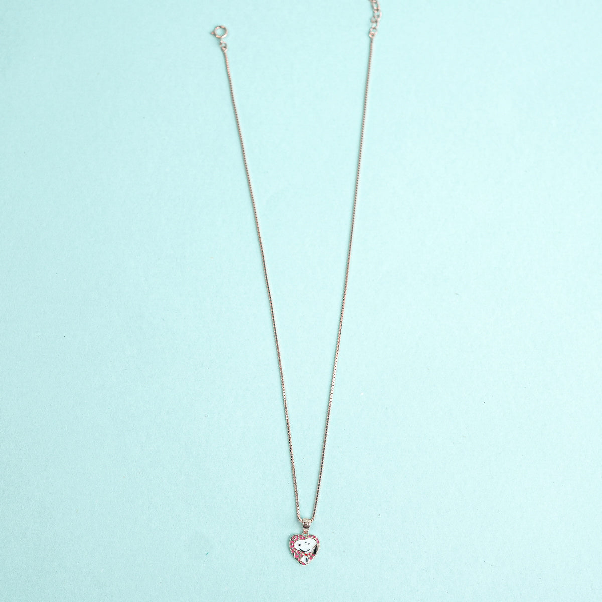 925 Silver Happy Snoopy Charm Kids Rose Gold Chain  (1 to 5 Years)