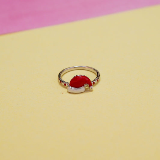 925 Sterling Silver Christmas Santa Hat Enamel Ring