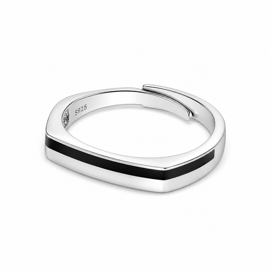 Silver Geometric Square Edge Ring