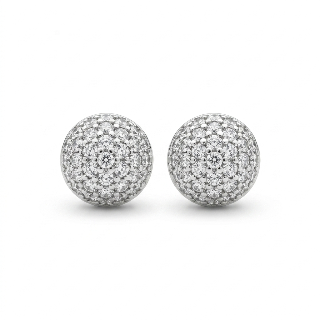 Silver Classic Stone Mini Studs Earring