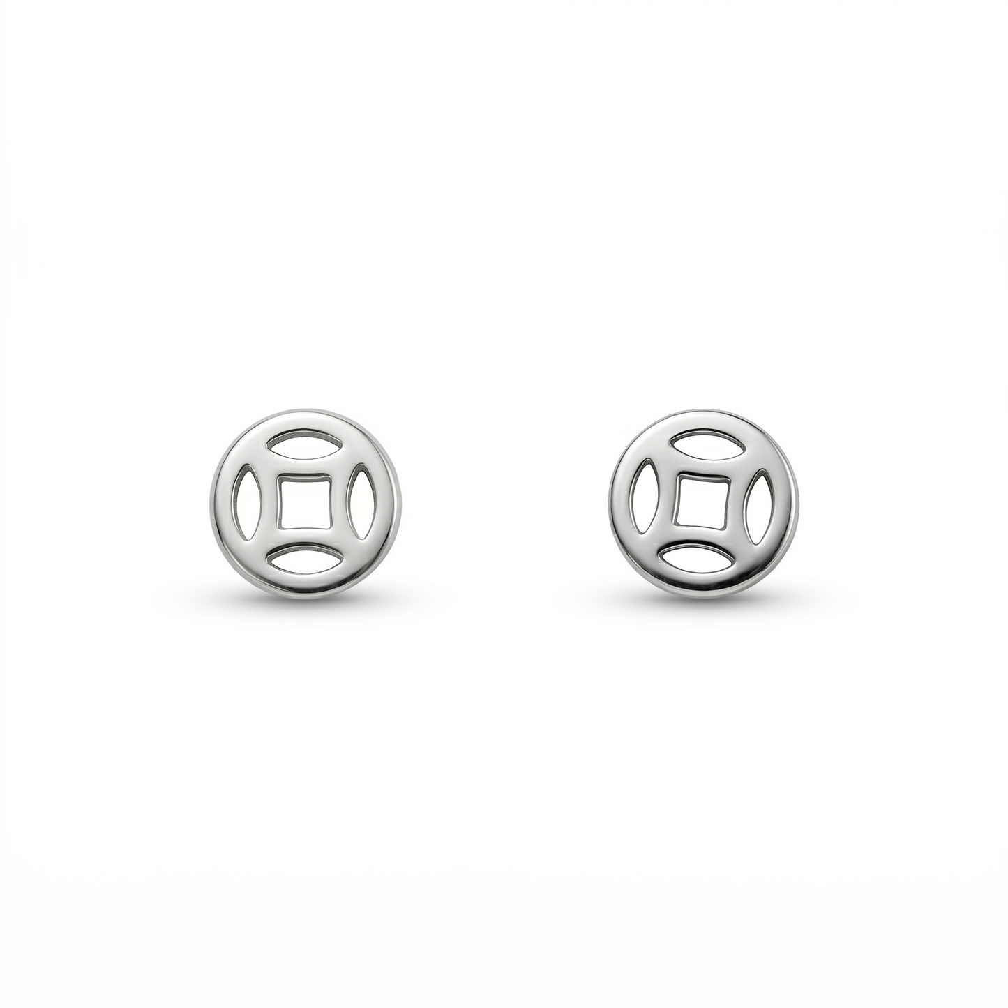 Silver Mystic Coin Mini Studs Earring
