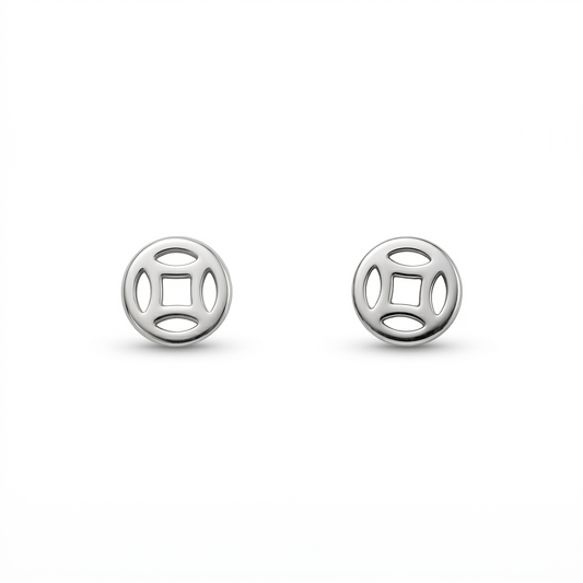 Silver Mystic Coin Mini Studs Earring