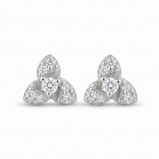 Silver Trinity White Mini Studs Earring
