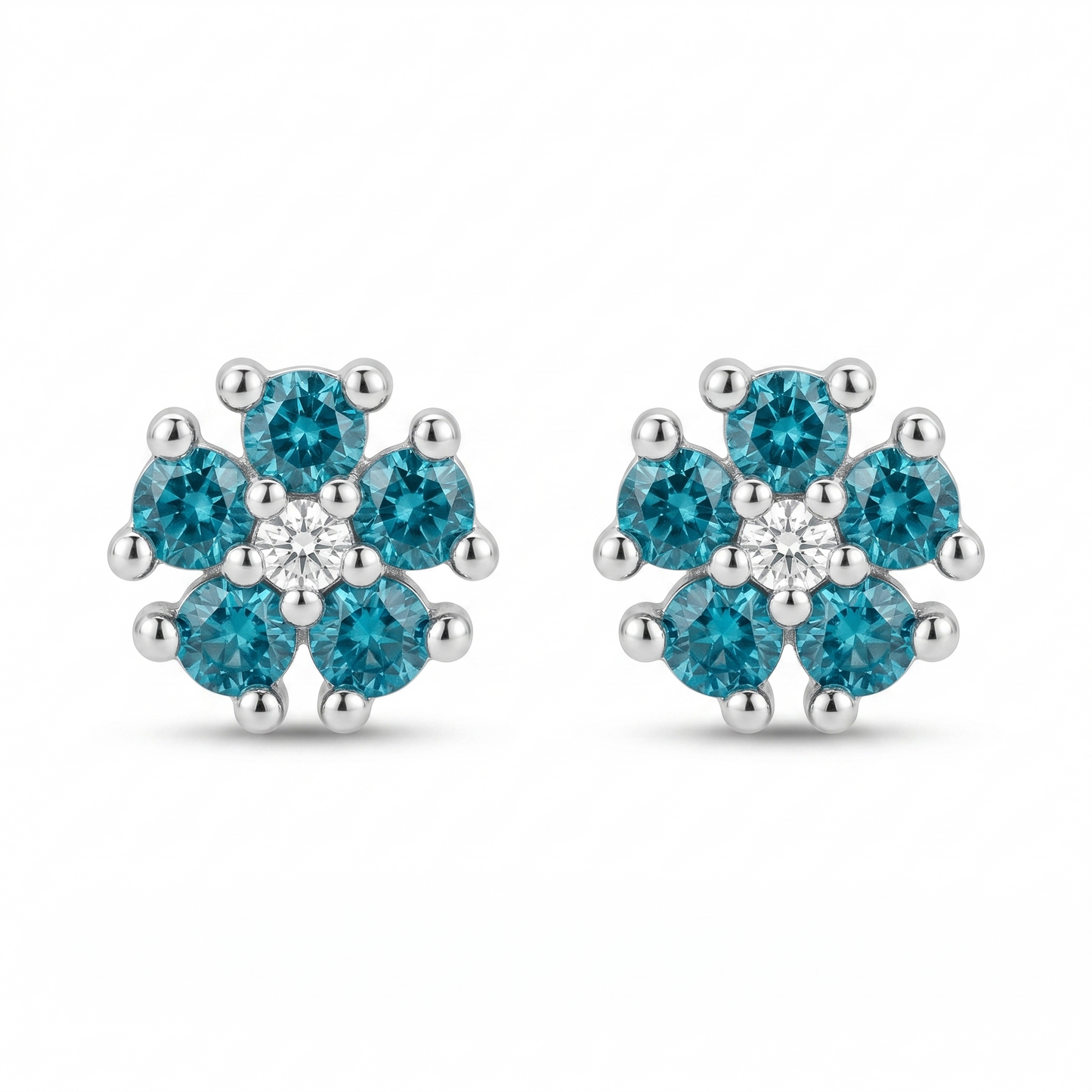 Silver Ocean Bloom Mini Studs Earring