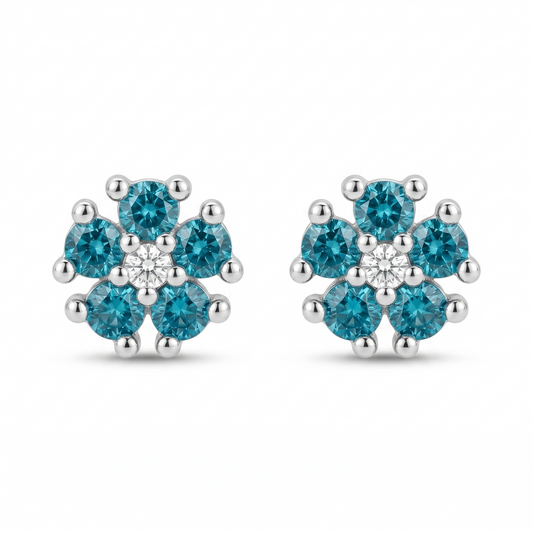 Silver Ocean Bloom Mini Studs Earring