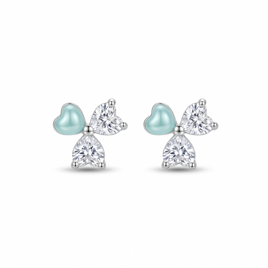 Silver Trinity Blue Mini Studs Earring