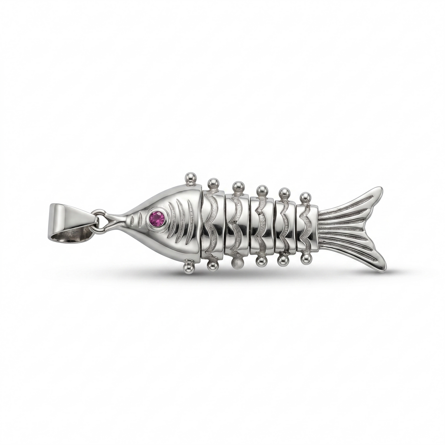 925 Sterling Silver Crimson Eye Fish Pendant (Without Chain)
