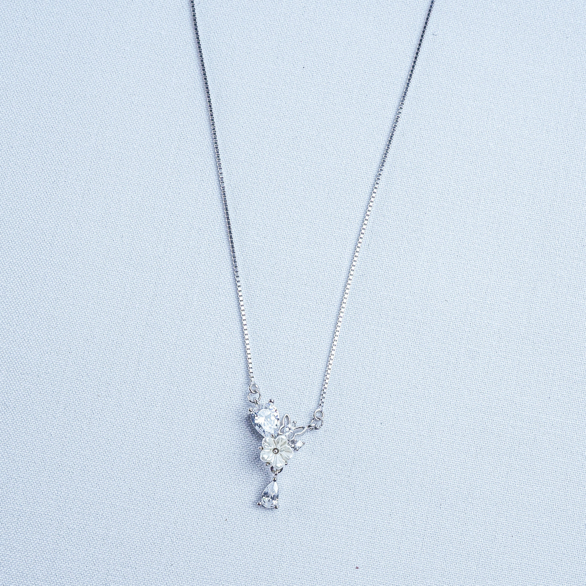925 Sterling Silver Butterfly Bloom Women Pendant Chain