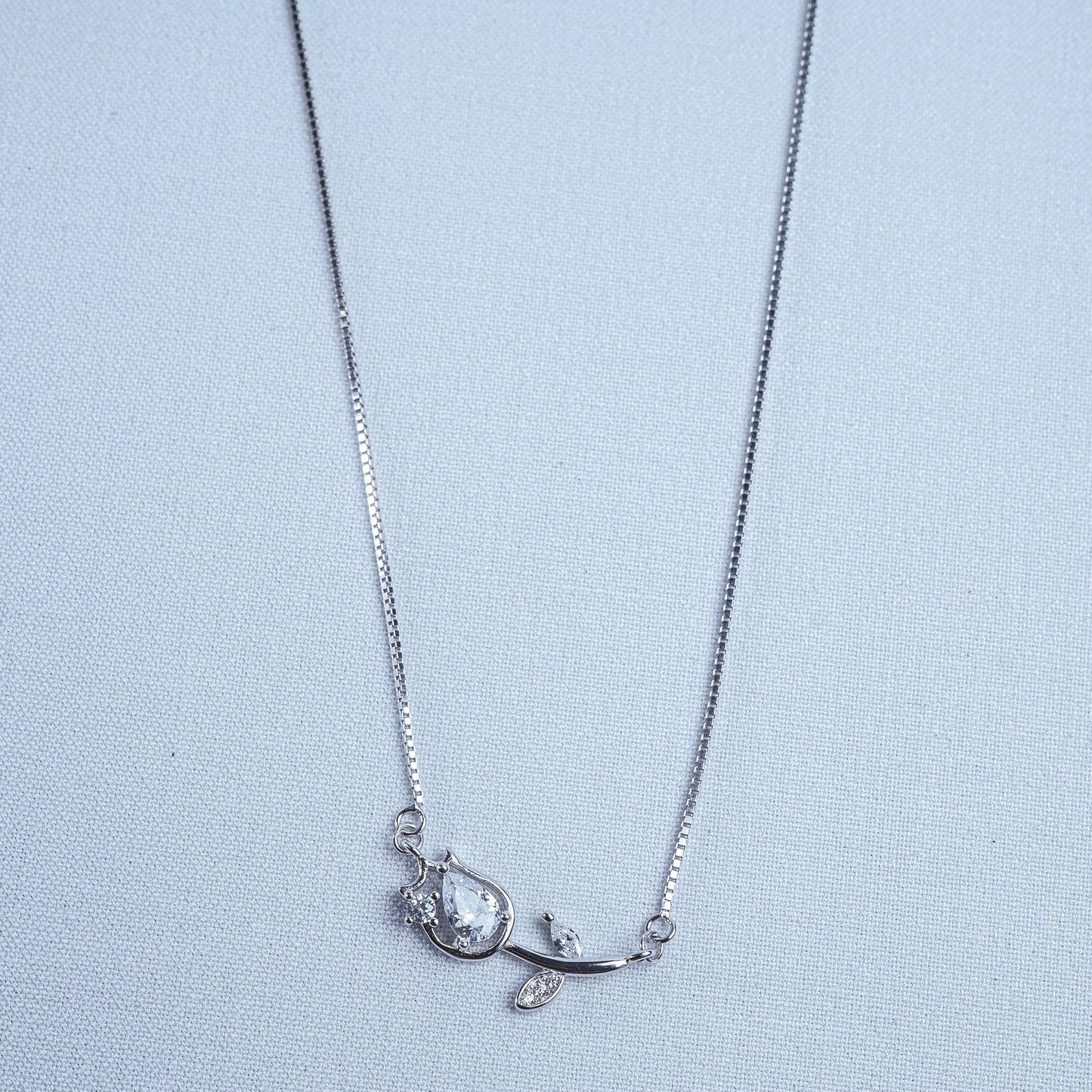 925 Sterling Silver Tulip Charm Women Pendant Chain| Elegant Floral Necklace