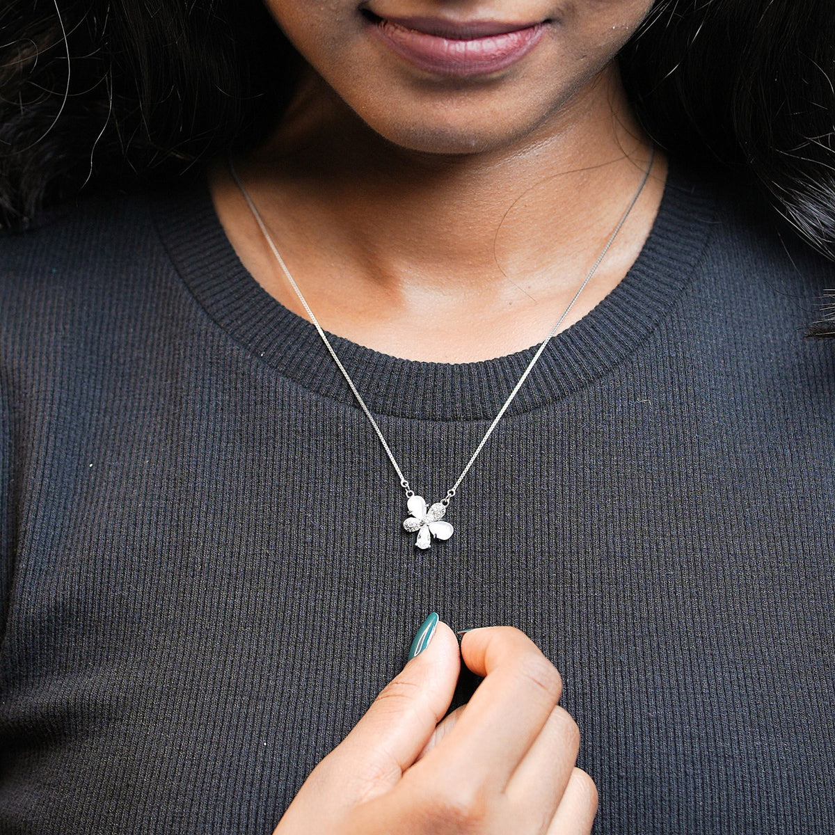 925 Sterling Silver Floral Lumina Women Pendant Chain