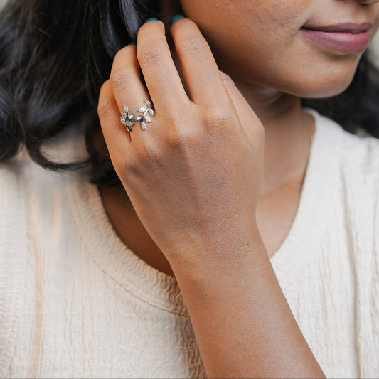 925 Sterling Silver Enchanted Leaf Vine Women Ring