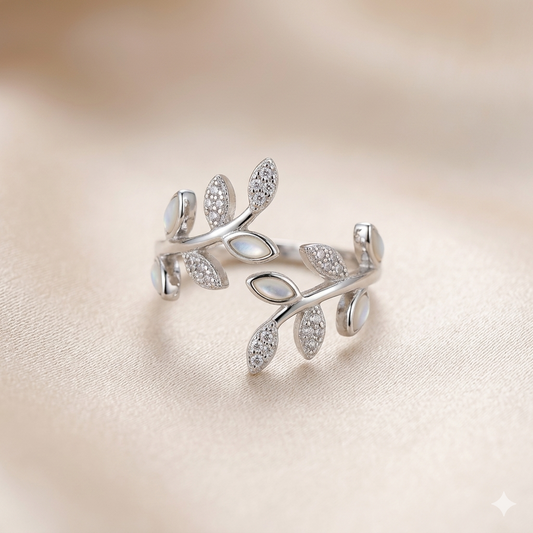 Silver Enchanted Leaf Vine Ring