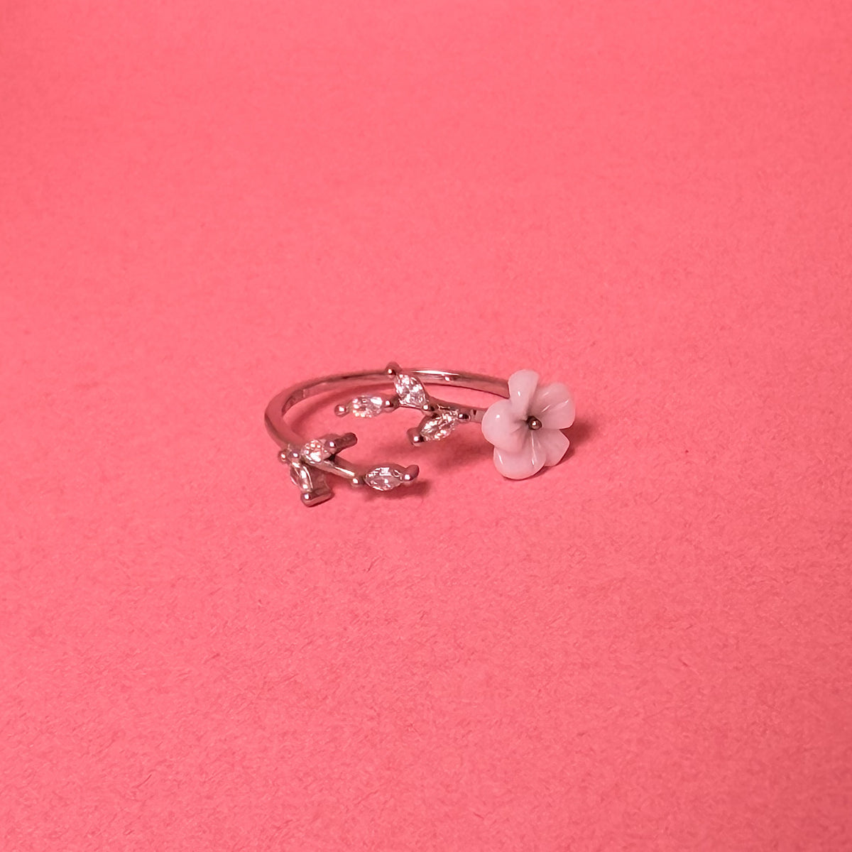 925 Sterling Silver White Petal Women Ring