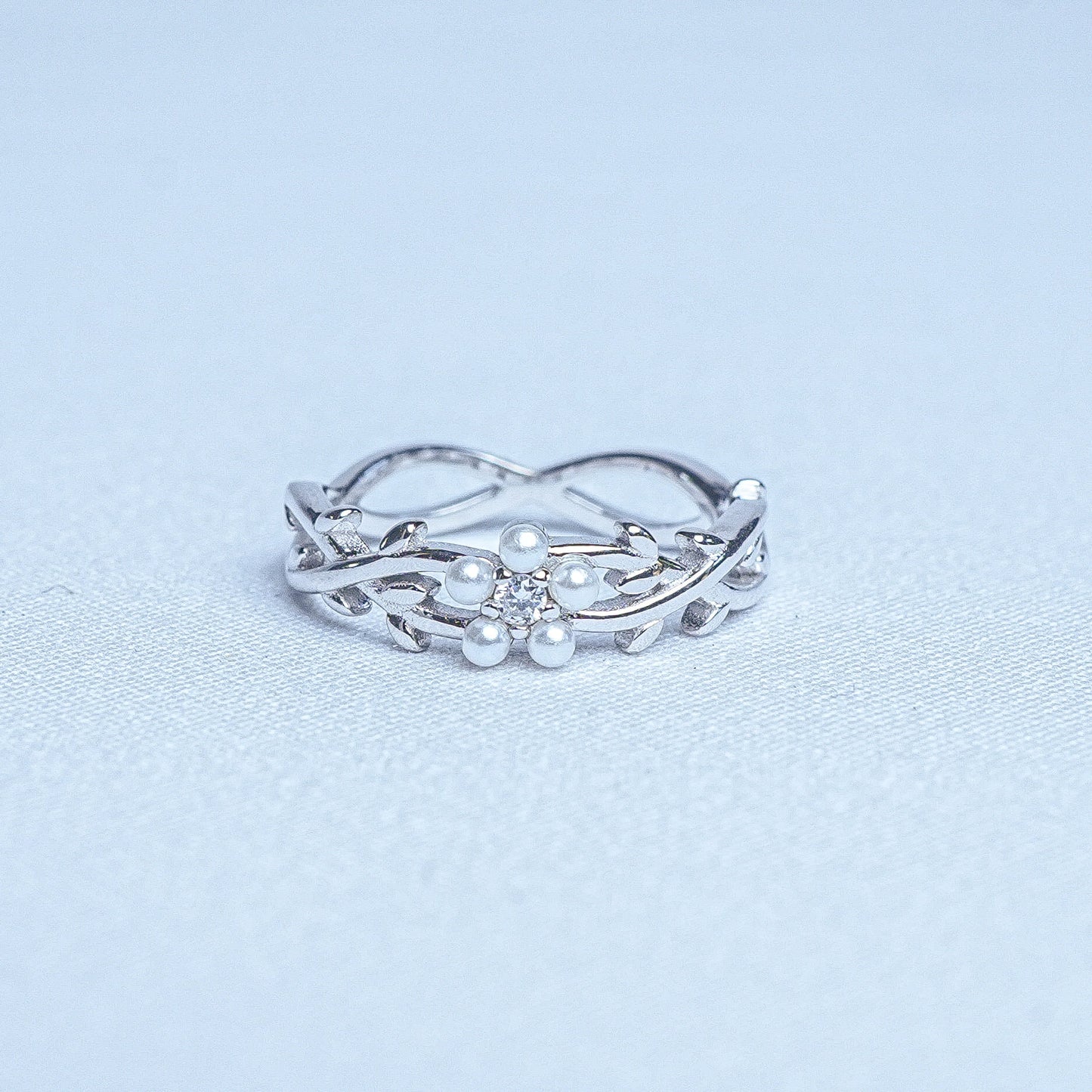 925 Sterling Silver Entwined Flower Women Ring