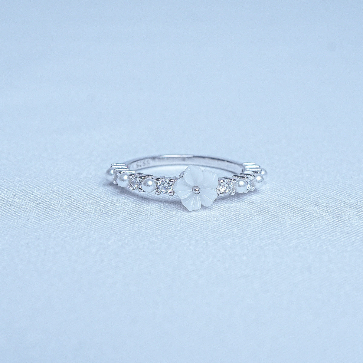 925 Sterling Silver Ivory Bloom Pearl Women Ring