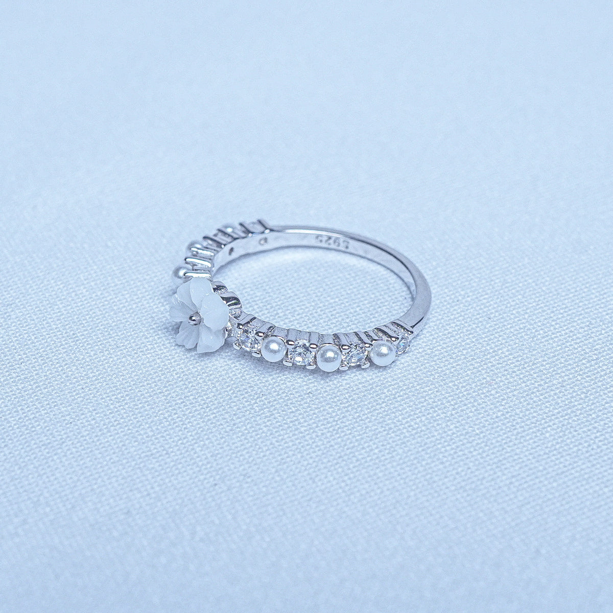 925 Sterling Silver Ivory Bloom Pearl Women Ring