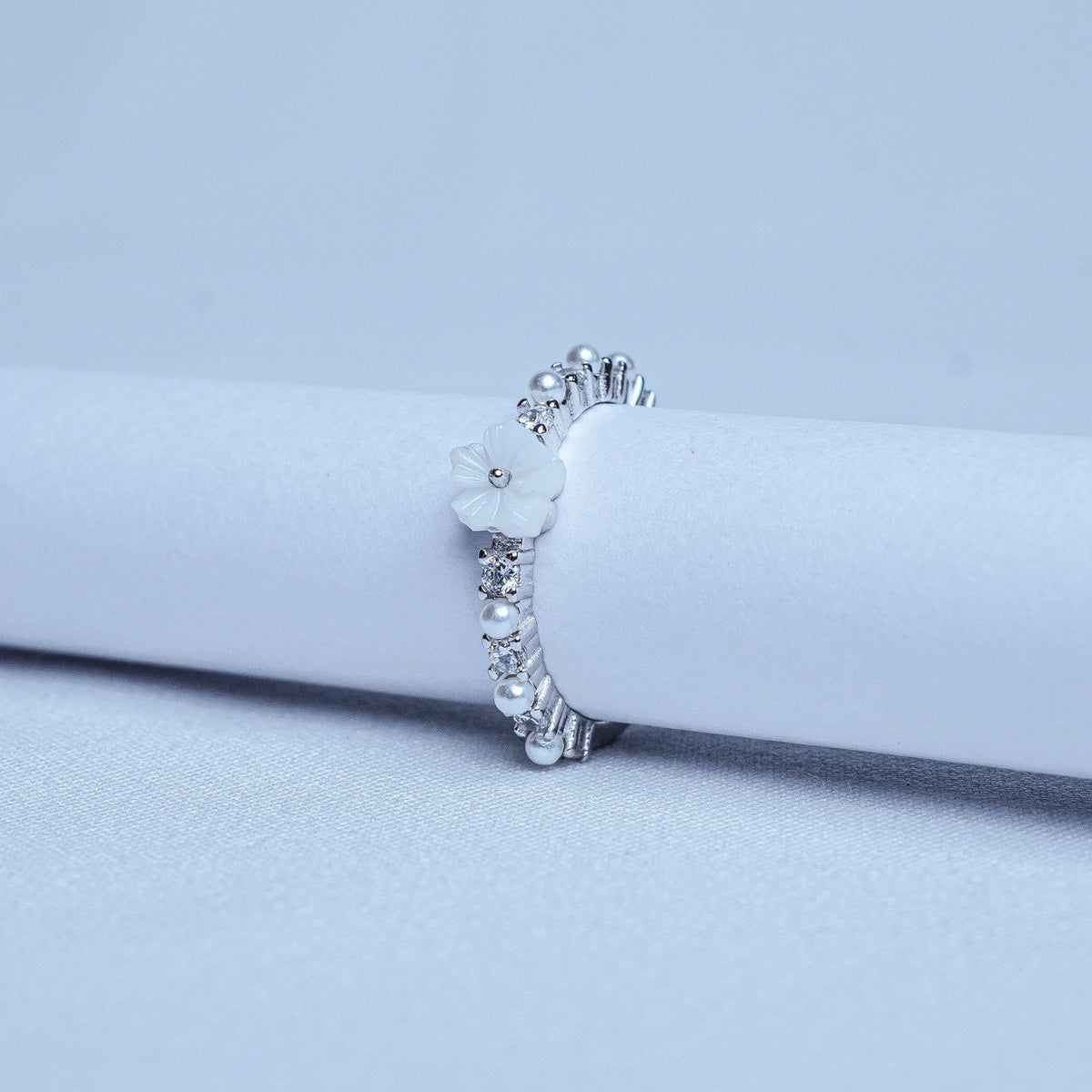 925 Sterling Silver Ivory Bloom Pearl Women Ring