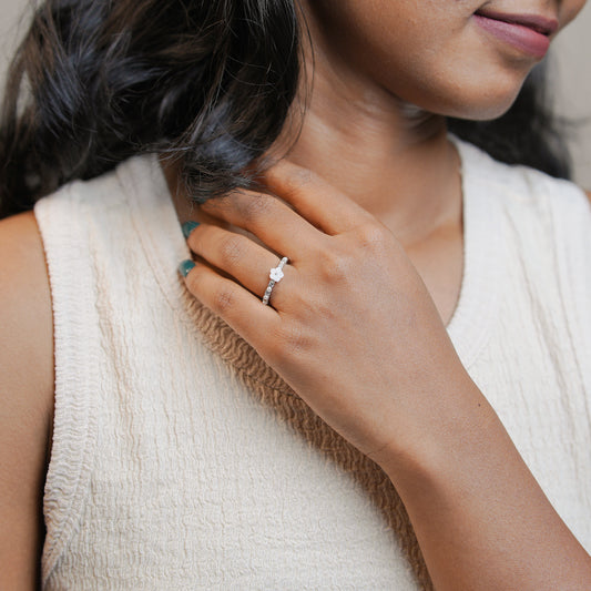 925 Sterling Silver Ivory Bloom Pearl Women Ring