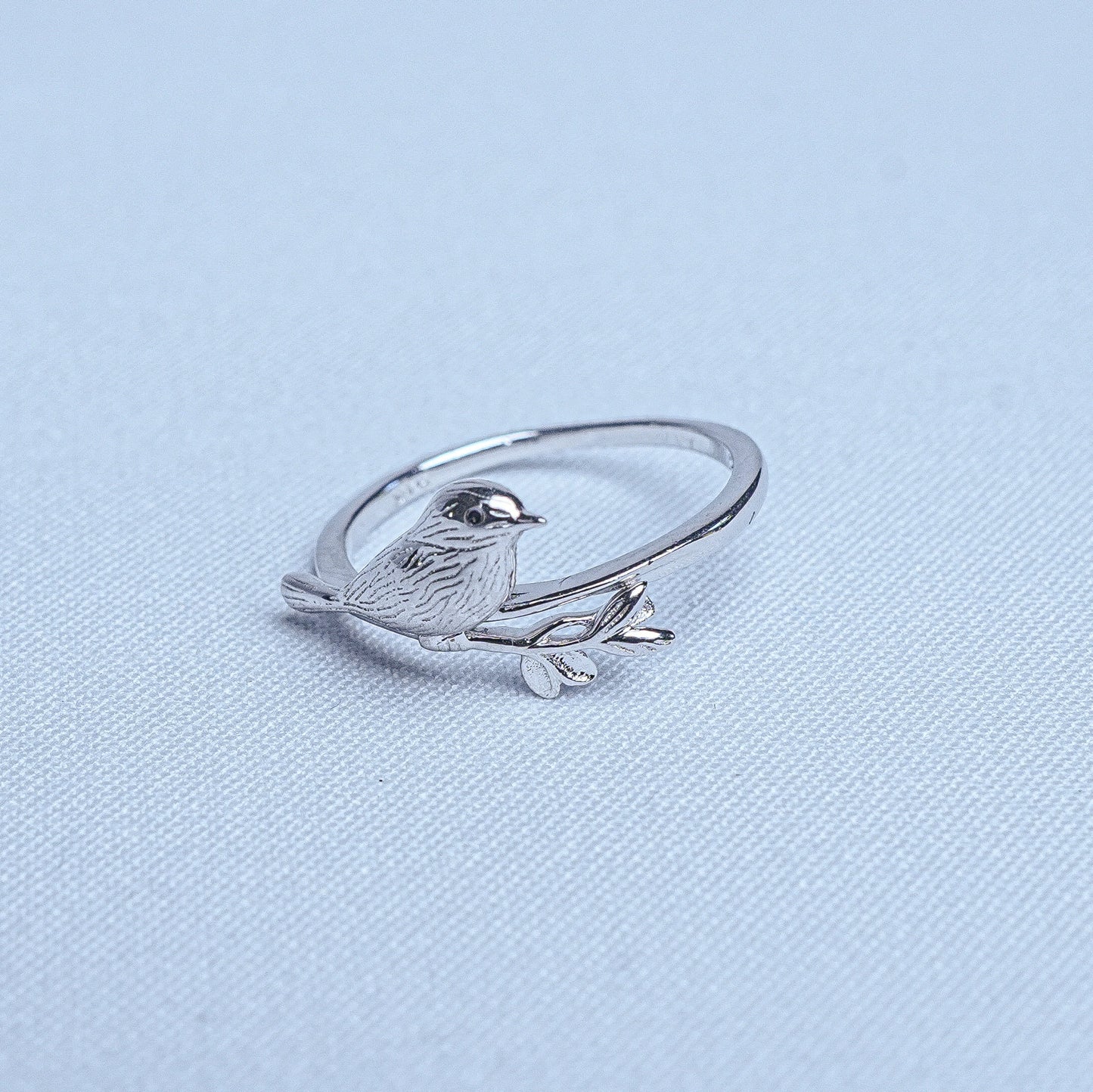 925 Sterling Silver Leaf song Sparrow Women Ring