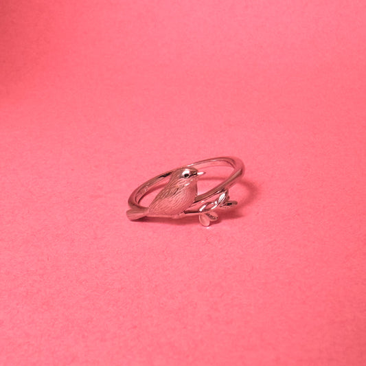 925 Sterling Silver Leaf song Sparrow Women Ring