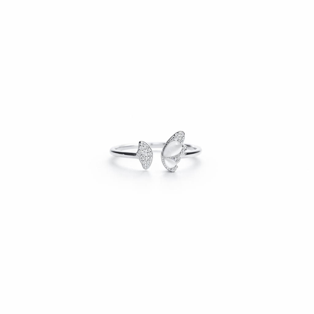 Silver Butterfly Serenity Ring