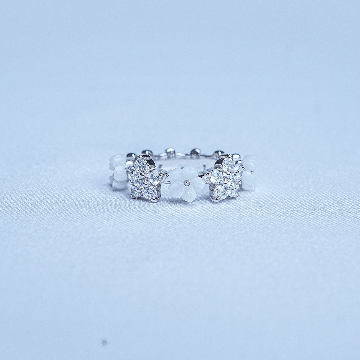 925 Sterling Silver Snow Blossom Women Ring
