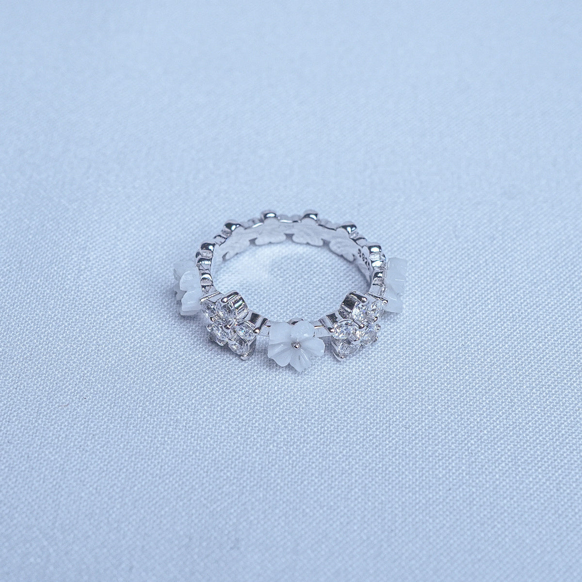 925 Sterling Silver Snow Blossom Women Ring