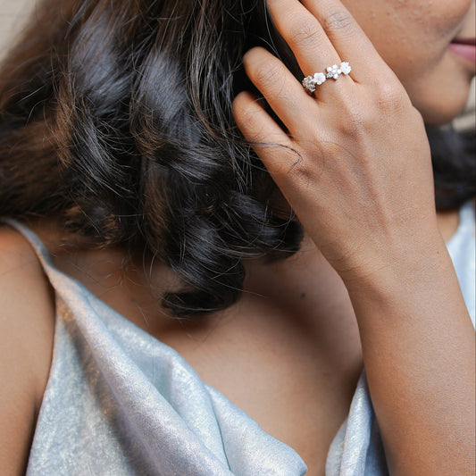 925 Sterling Silver Snow Blossom Women Ring