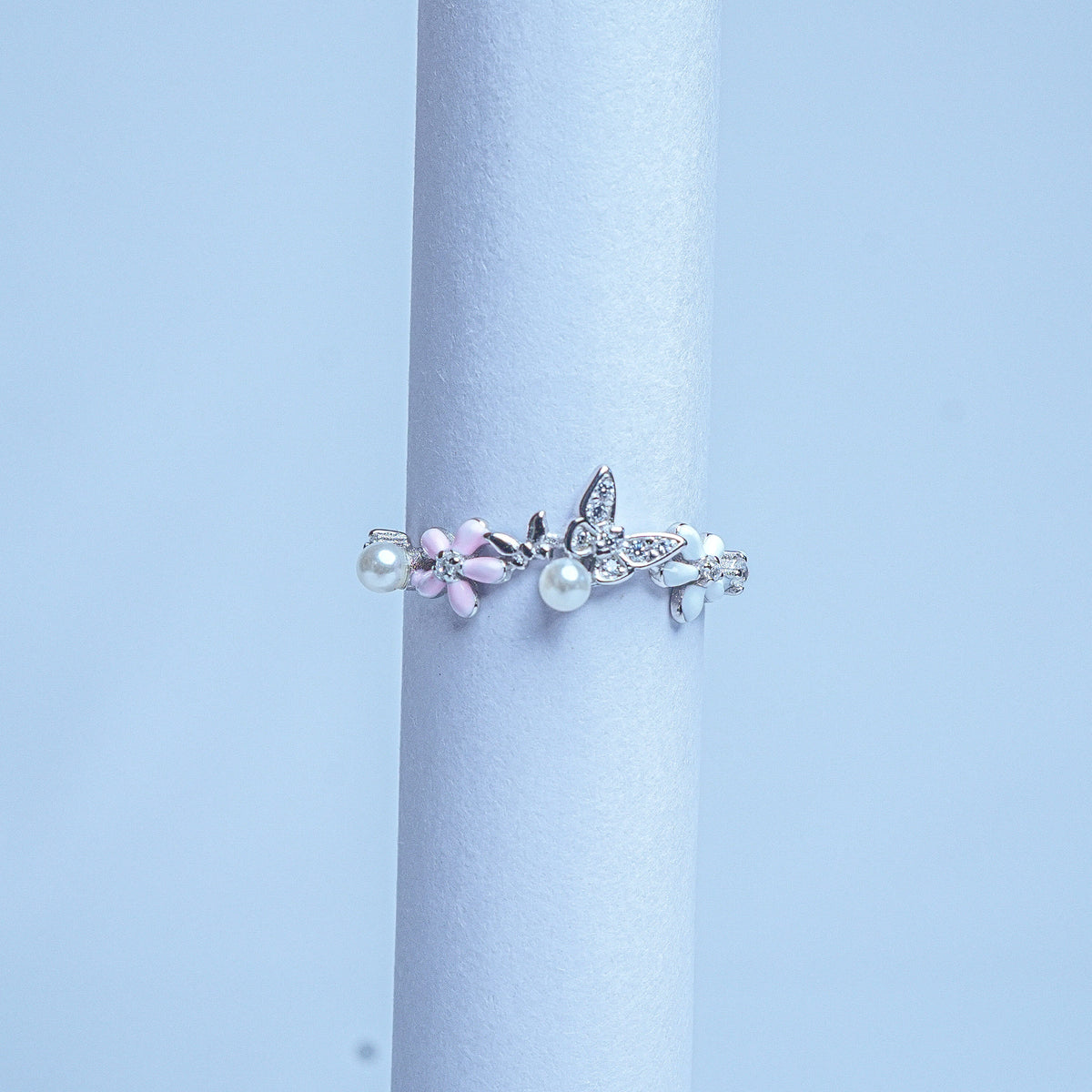925 Sterling Silver Fluttering Butterflies Women Ring