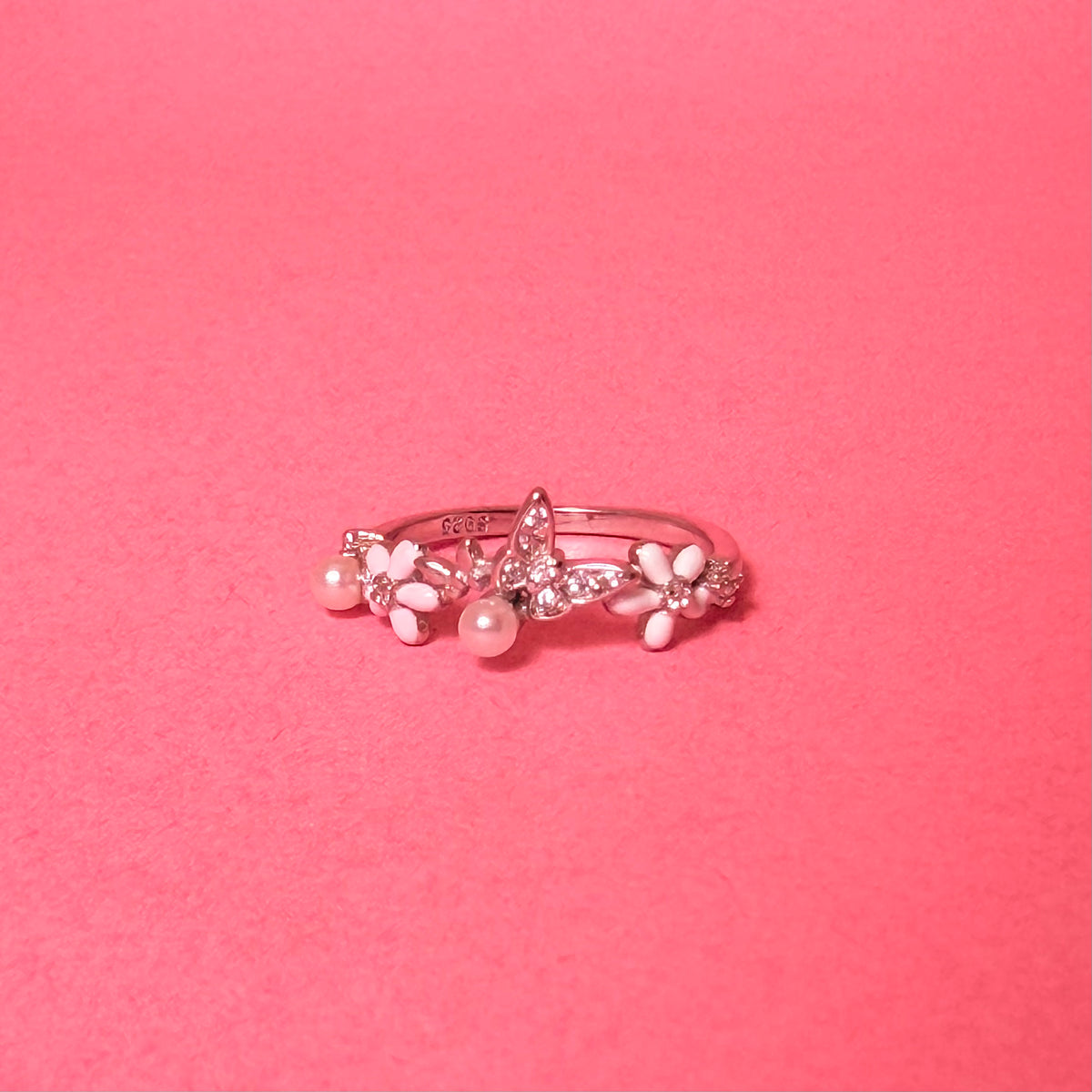 925 Sterling Silver Fluttering Butterflies Women Ring