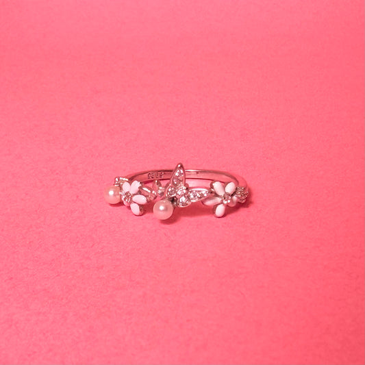 925 Sterling Silver Fluttering Butterflies Women Ring