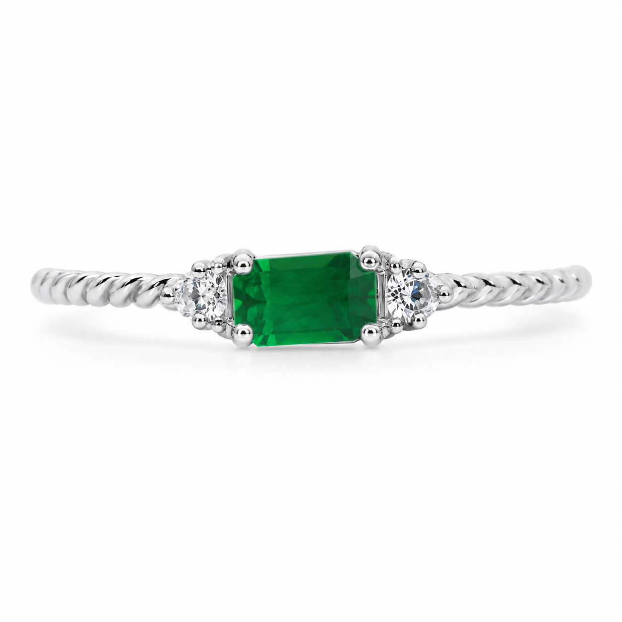 Silver Emerald Grace Ring