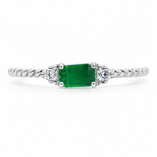 Silver Emerald Grace Ring