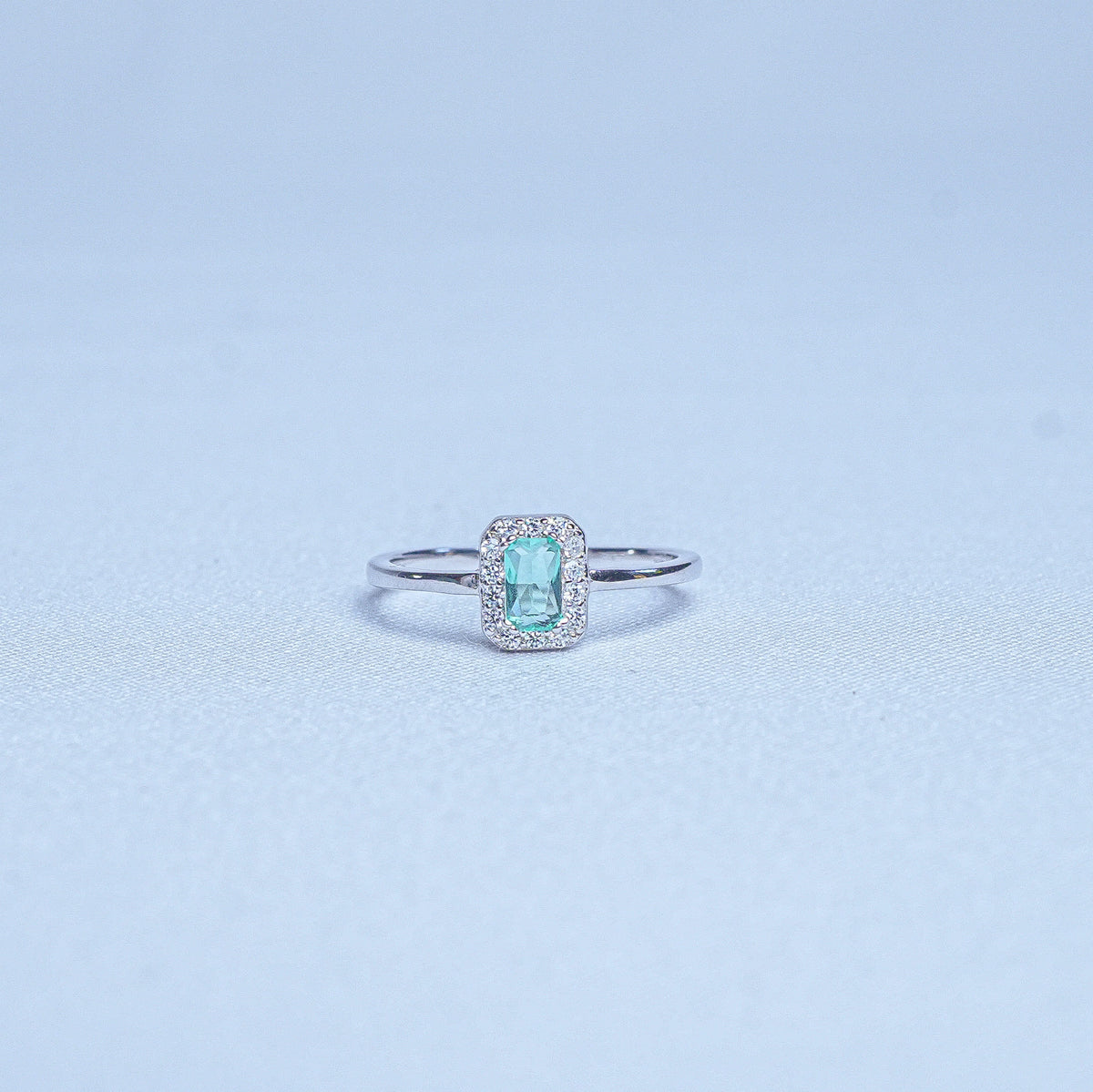 925 Sterling Silver Royal Ocean Mist Stone Women Ring