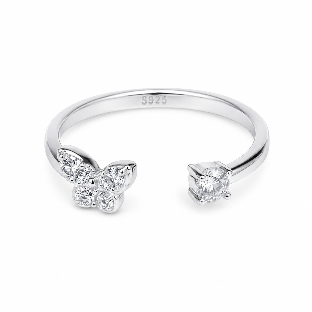 Silver Dream White Butterfly Ring