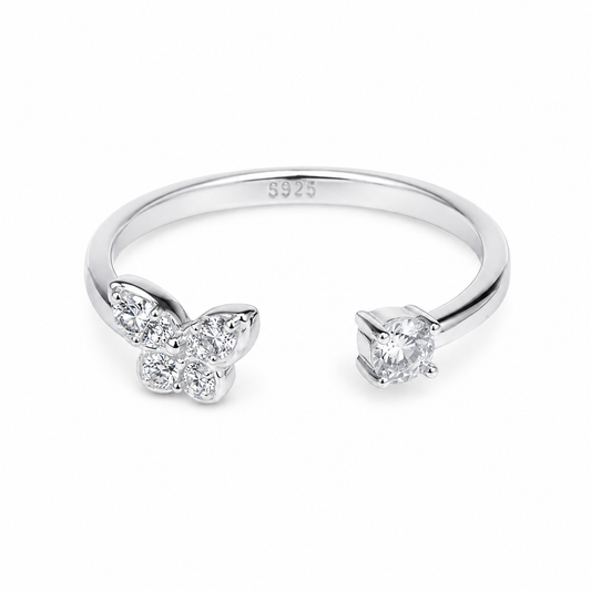 Silver Dream White Butterfly Ring